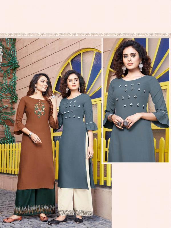 Manas Anishka 6 Rayon Fancy Kurti With Bottom